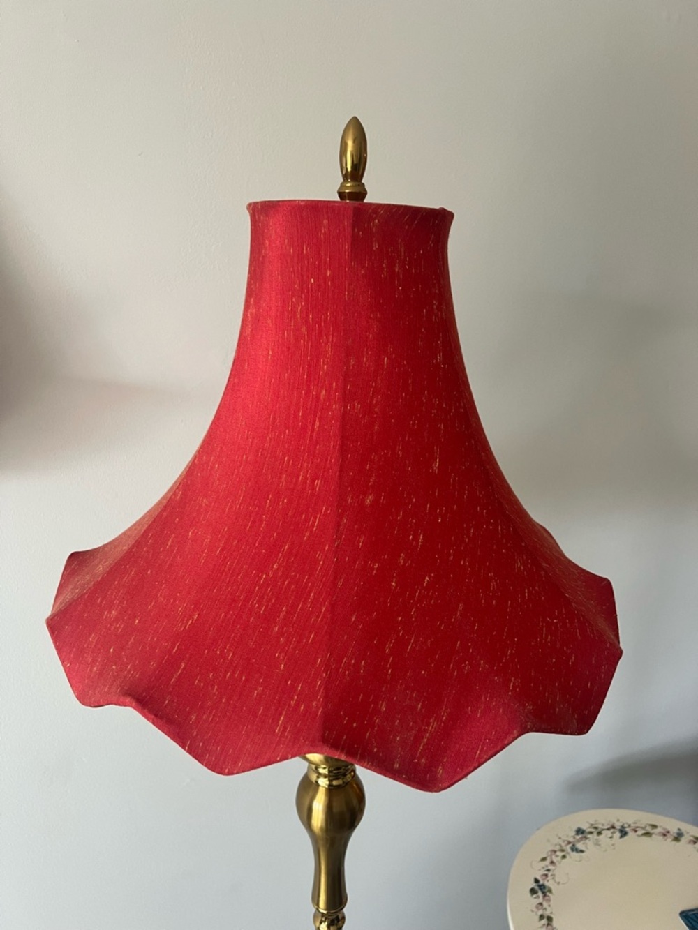 Red Fabric Scalloped Lampshade Lantern